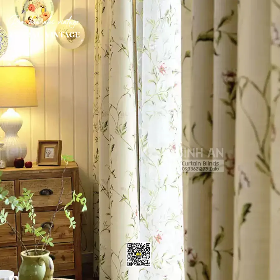 Rèm Hoa Nhí Vintage Indochine May Đo Theo Yêu Cầu | RÈM BÌNH AN